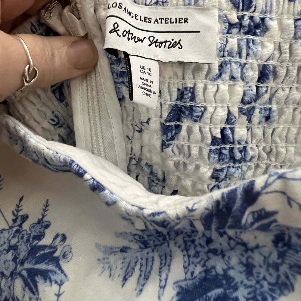 & Other Stories Blue and White Floral Midi Dress - Picture 6 of 7